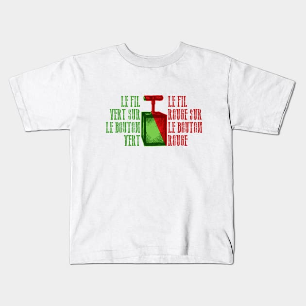 Le fil vert sur le bouton vert Kids T-Shirt by Extracom